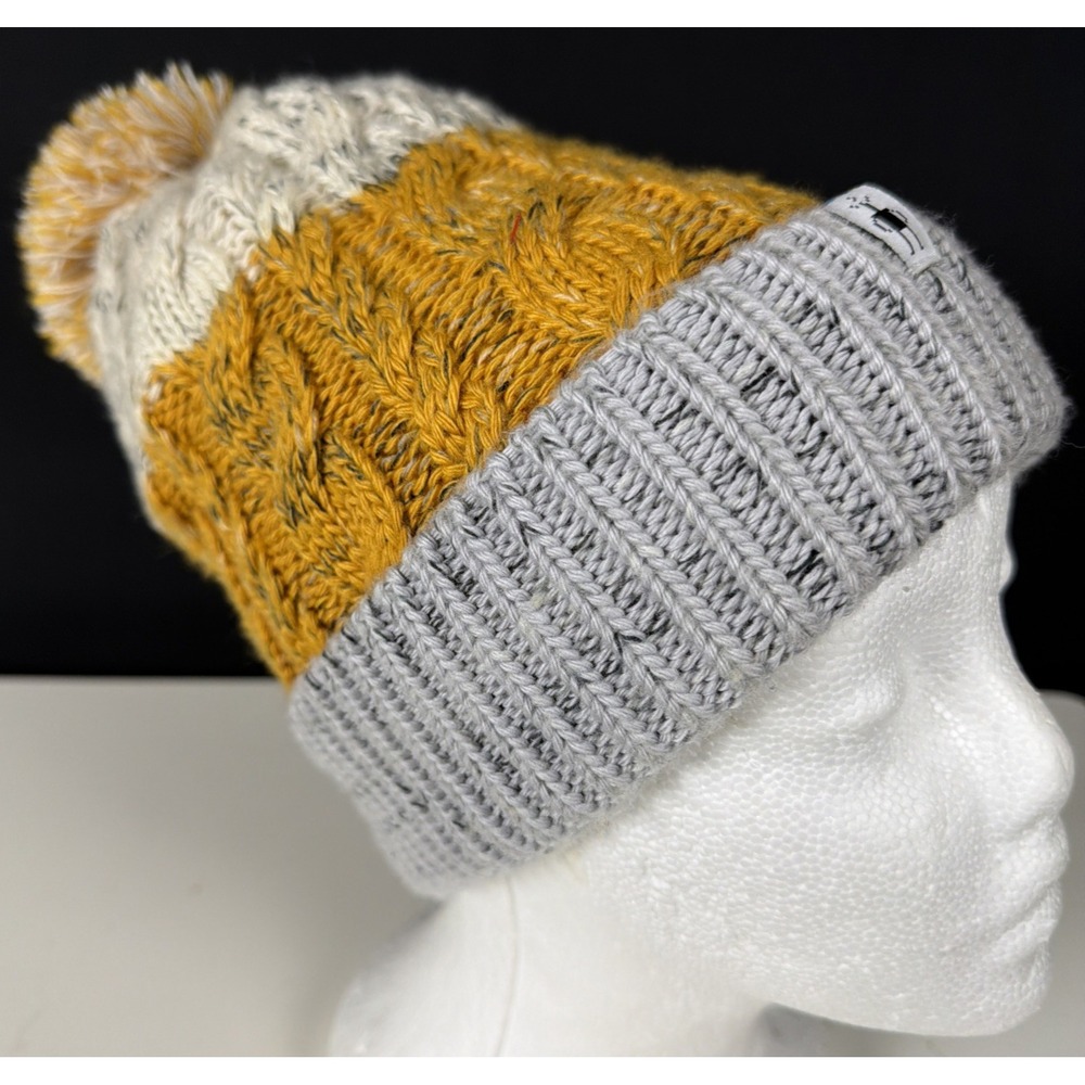 Smartwool Isto Retro Beanie Honey Gold Merino Wool Cable Knit Pom Winter Hat OS
